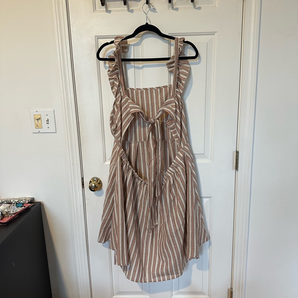 SHEIN Striped Midi Dress - Pink and White